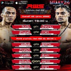 โปรแกรมมวย 25 ตุลาคม 2025 ศึกRWS ราชดำเนิน เวิลด์ ซีรีส์