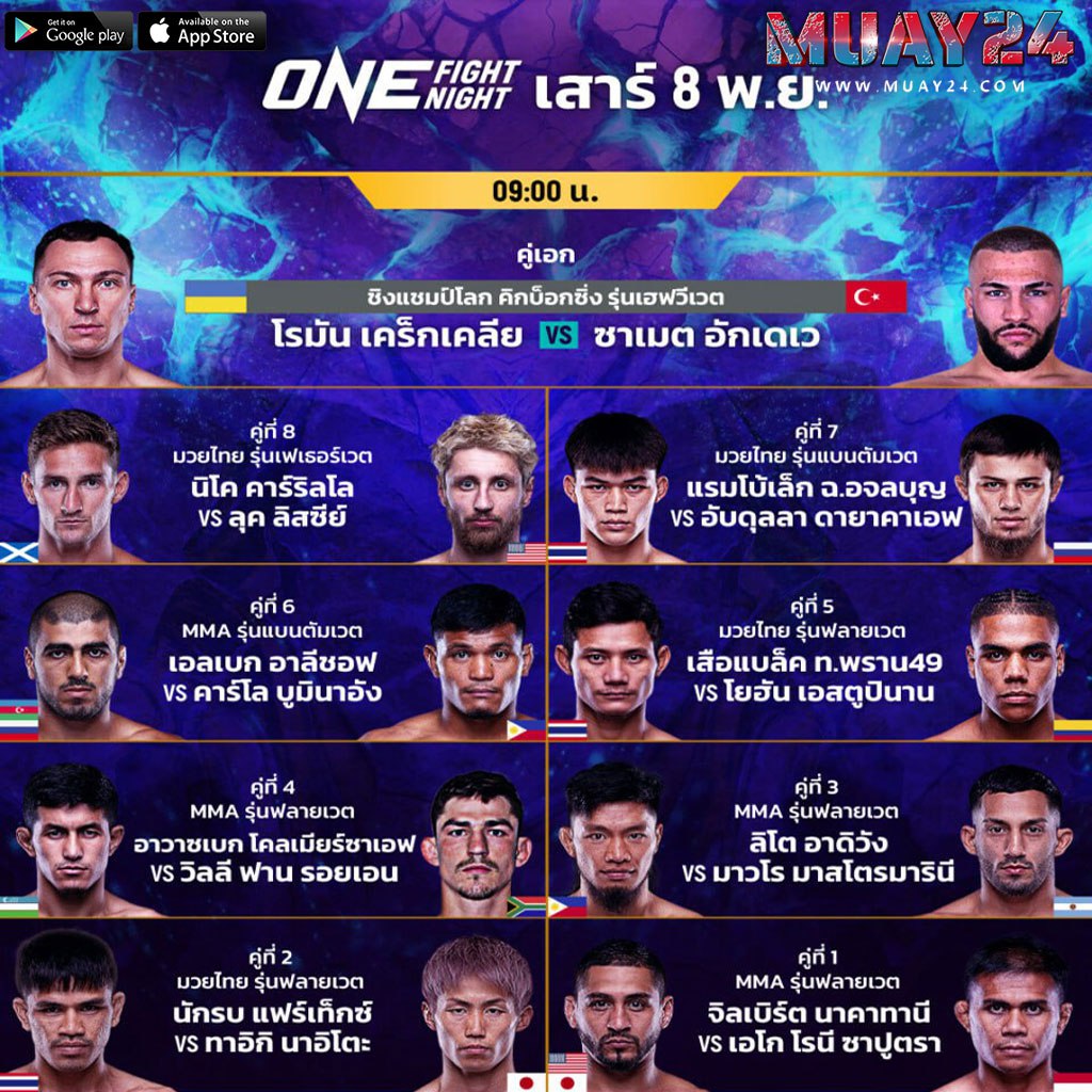 โปรแกรมมวย ONE Fight Night 37