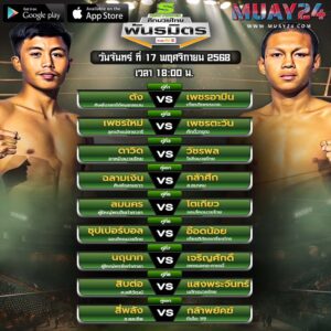 โปรแกรมมวย 17 พฤศจิกายน 2025 ศึกมวยไทยพันธมิตร